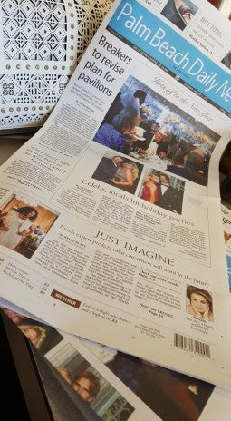 Mirror Mirror’s Jeanine Recckio on the front page of the prestigious Palm Beach Daily news!